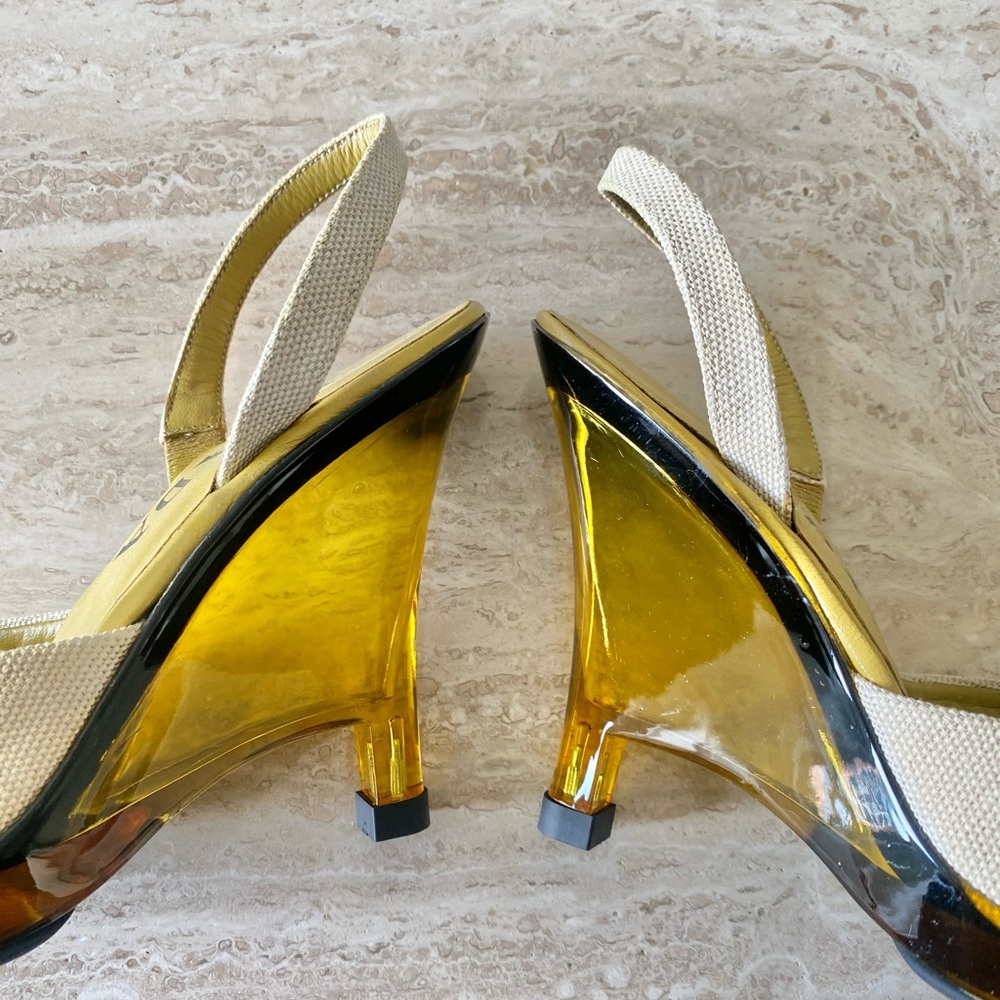 Vintage Prada Slingback Lucite Wedge Sandals Heels - Picture 8 of 11